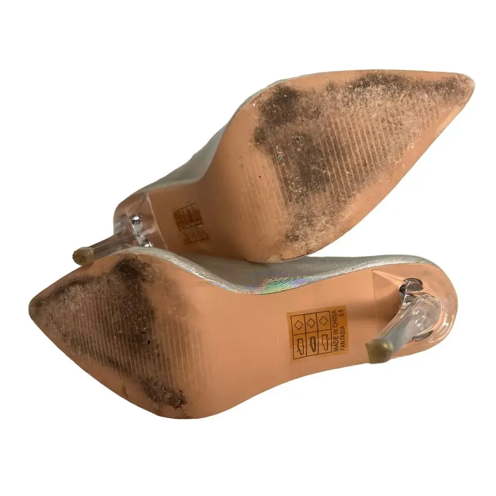Clear Spike Pumps Hologram Heels So Me Iridescent Size 5.5 Fantasia